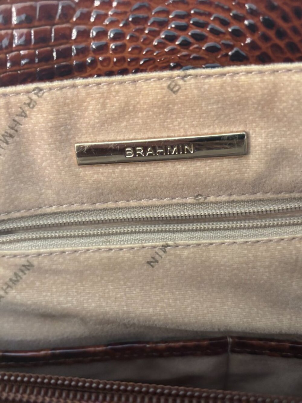 Brahmin Large Finley Carryall Satchel Purse Handbag Pecan Melbourne - Picture 10 of 14